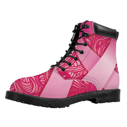 Breast Cancer Awareness Ribbon Print Work Boots