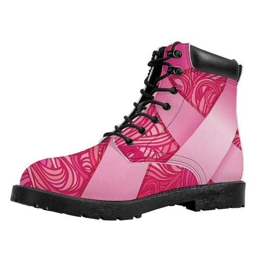 Breast Cancer Awareness Ribbon Print Work Boots