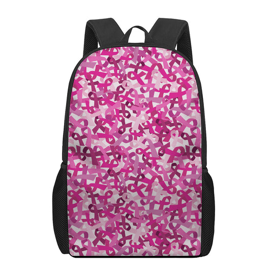Breast Cancer Awareness Symbol Print 17 Inch Backpack