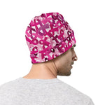 Breast Cancer Awareness Symbol Print Beanie