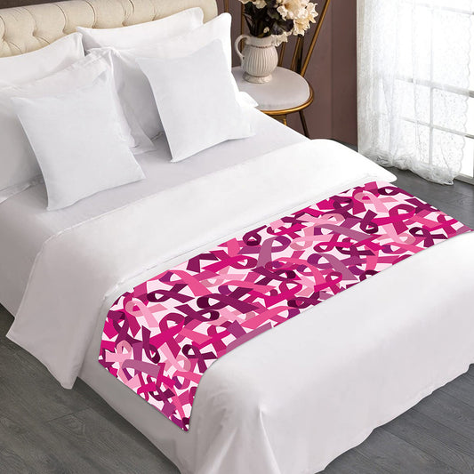 Breast Cancer Awareness Symbol Print Bed Runner
