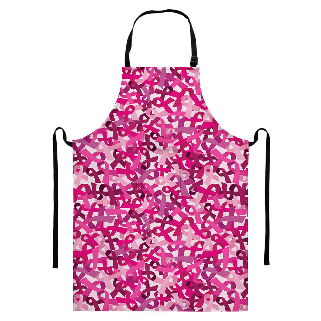 Breast Cancer Awareness Symbol Print Bib Apron With Pocket