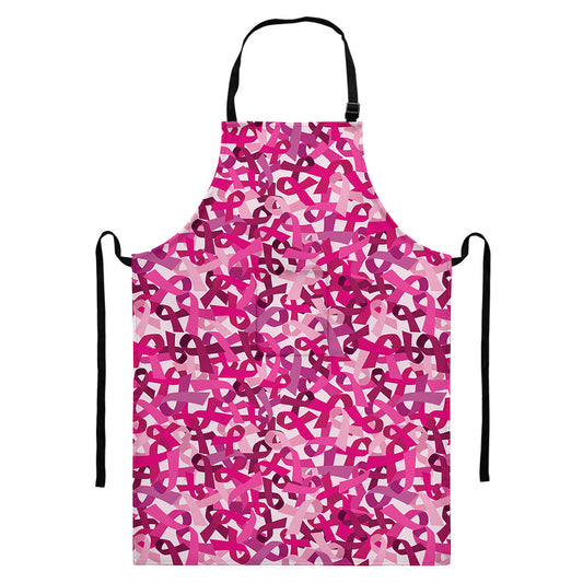 Breast Cancer Awareness Symbol Print Bib Apron With Pocket