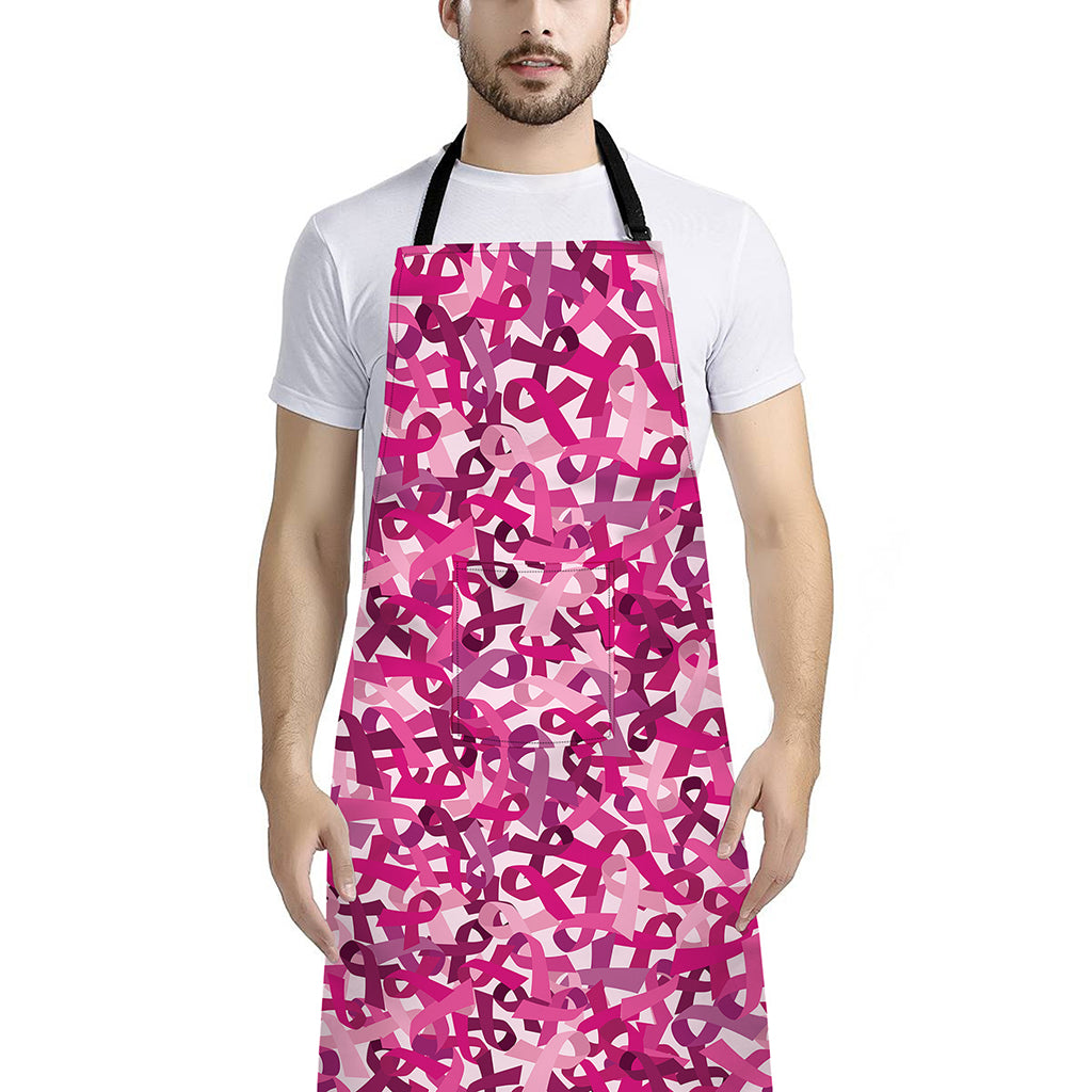Breast Cancer Awareness Symbol Print Bib Apron With Pocket