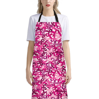 Breast Cancer Awareness Symbol Print Bib Apron With Pocket