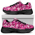 Breast Cancer Awareness Symbol Print Black Chunky Shoes