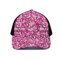 Breast Cancer Awareness Symbol Print Black Mesh Trucker Hat