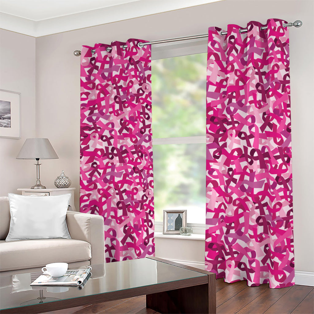 Breast Cancer Awareness Symbol Print Blackout Grommet Curtains