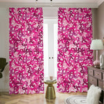 Breast Cancer Awareness Symbol Print Blackout Pencil Pleat Curtains