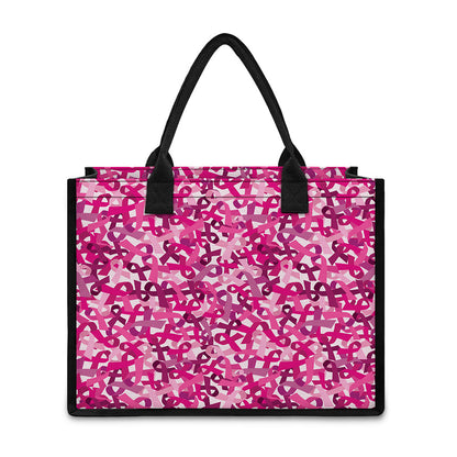 Breast Cancer Awareness Symbol Print Canvas Tote Bag