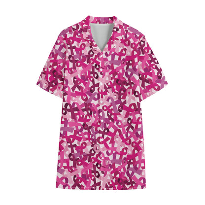 Breast Cancer Awareness Symbol Print Cotton Hawaiian Shirt