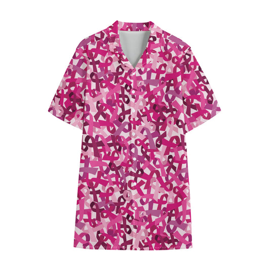 Breast Cancer Awareness Symbol Print Cotton Hawaiian Shirt