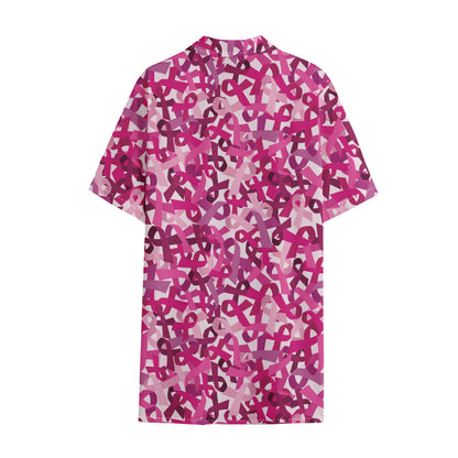 Breast Cancer Awareness Symbol Print Cotton Hawaiian Shirt