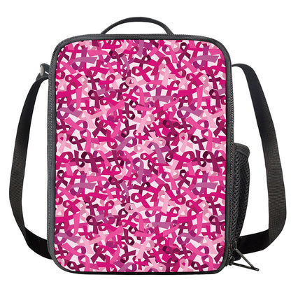 Breast Cancer Awareness Symbol Print Crossbody Lunch Bag