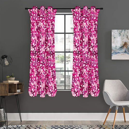 Breast Cancer Awareness Symbol Print Curtain