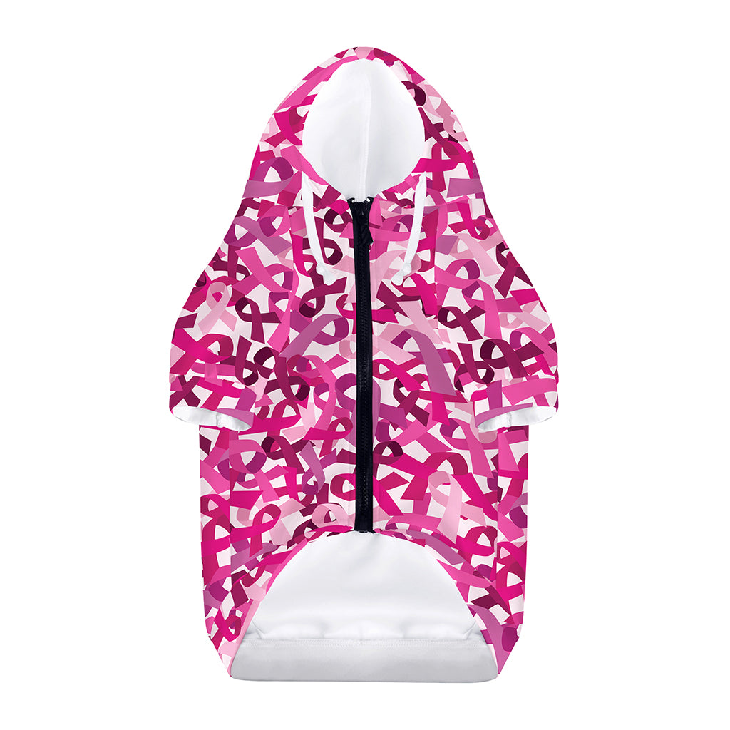Breast Cancer Awareness Symbol Print Dog Zip Up Hoodie