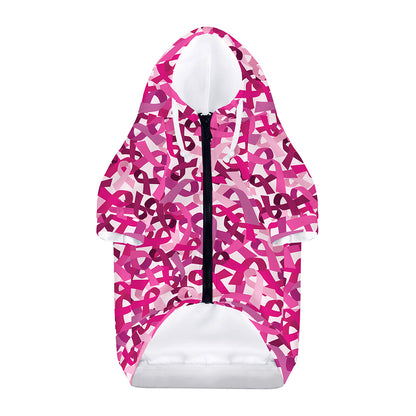 Breast Cancer Awareness Symbol Print Dog Zip Up Hoodie