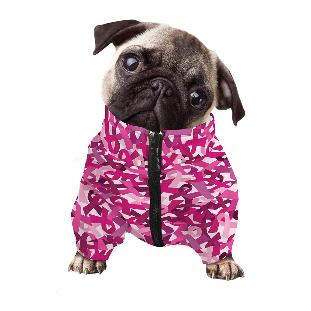 Breast Cancer Awareness Symbol Print Dog Zip Up Jacket
