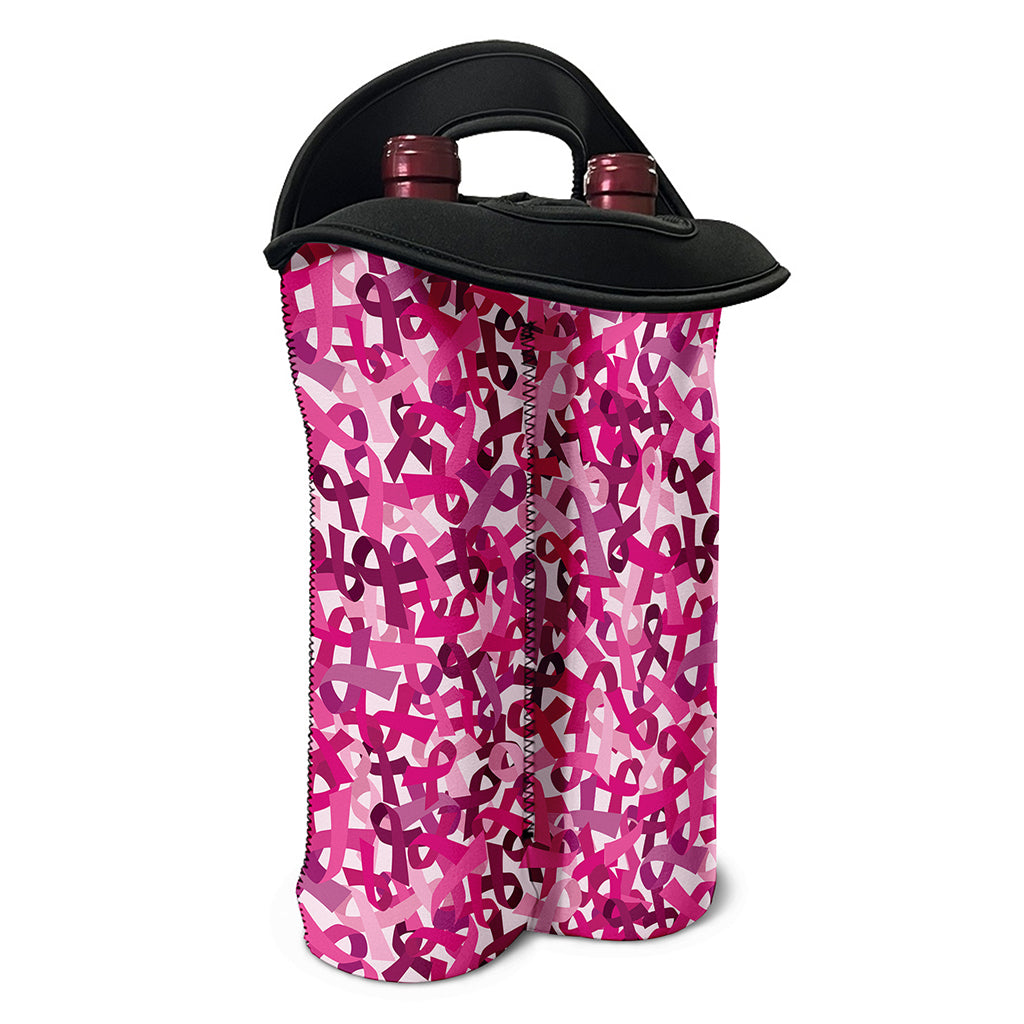 Breast Cancer Awareness Symbol Print Double Neoprene Wine Tote