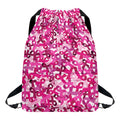 Breast Cancer Awareness Symbol Print Drawstring Backpack
