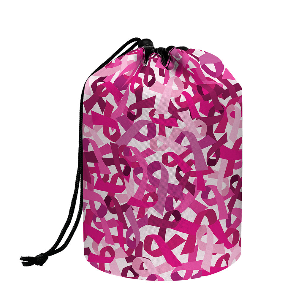 Breast Cancer Awareness Symbol Print Drawstring Makeup Bag