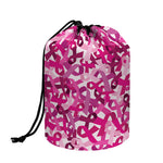 Breast Cancer Awareness Symbol Print Drawstring Makeup Bag