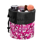 Breast Cancer Awareness Symbol Print Drawstring Makeup Bag
