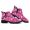 Breast Cancer Awareness Symbol Print Flat Ankle Boots