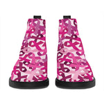 Breast Cancer Awareness Symbol Print Flat Ankle Boots