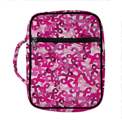 Breast Cancer Awareness Symbol Print Front Pocket Bible Bag