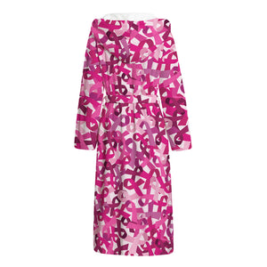 Breast Cancer Awareness Symbol Print Hooded Bathrobe