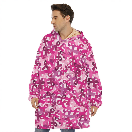 Breast Cancer Awareness Symbol Print Hoodie Blanket
