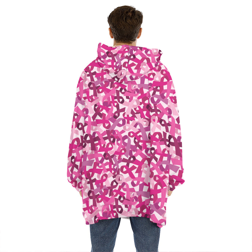 Breast Cancer Awareness Symbol Print Hoodie Blanket