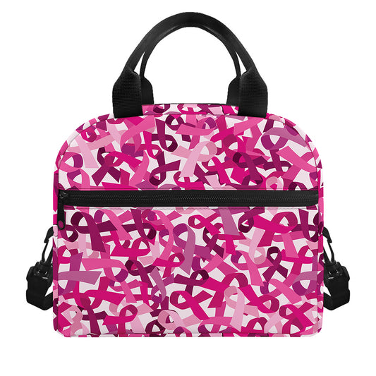 Breast Cancer Awareness Symbol Print Insulated Lunch Bag