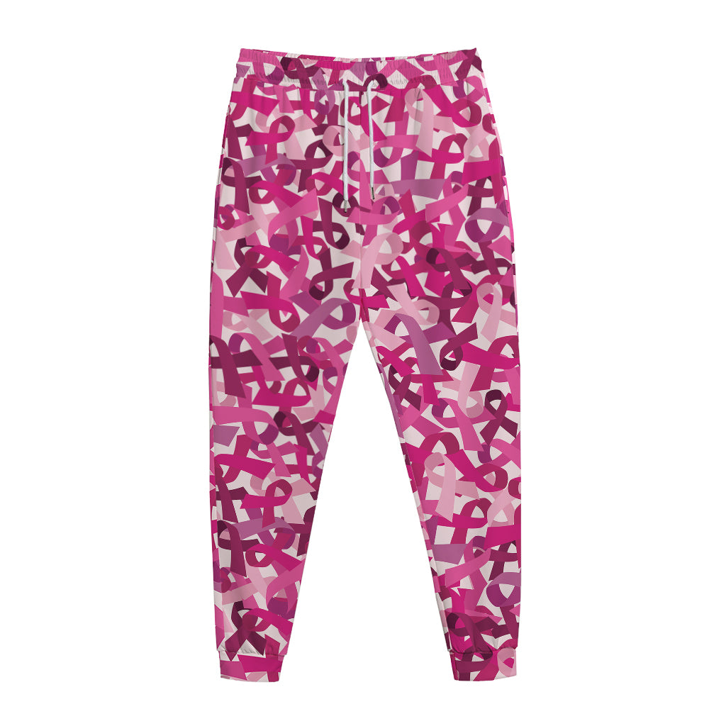 Breast Cancer Awareness Symbol Print Jogger Pants