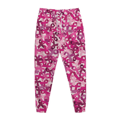 Breast Cancer Awareness Symbol Print Jogger Pants