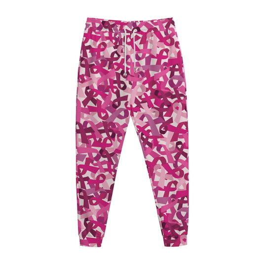 Breast Cancer Awareness Symbol Print Jogger Pants