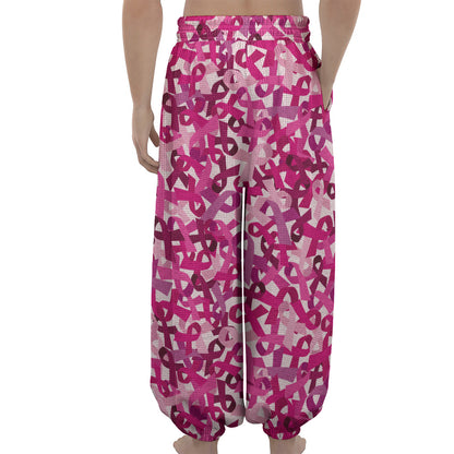 Breast Cancer Awareness Symbol Print Lantern Pants