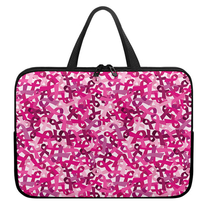 Breast Cancer Awareness Symbol Print Laptop Sleeve With Handle