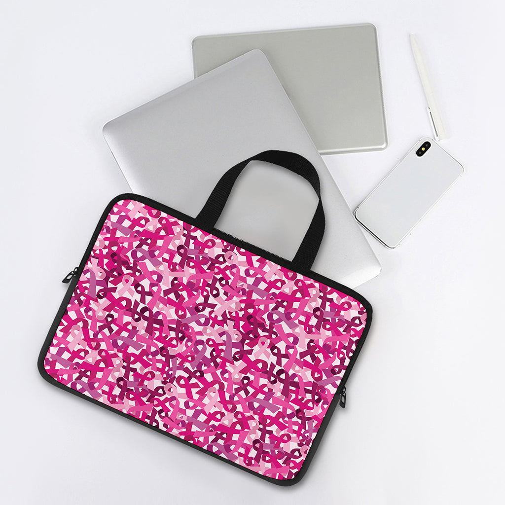 Breast Cancer Awareness Symbol Print Laptop Sleeve With Handle