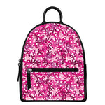 Breast Cancer Awareness Symbol Print Leather Backpack