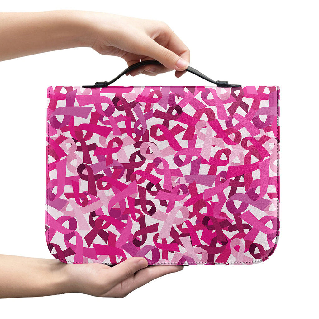 Breast Cancer Awareness Symbol Print Leather Bible Cover