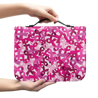 Breast Cancer Awareness Symbol Print Leather Bible Cover