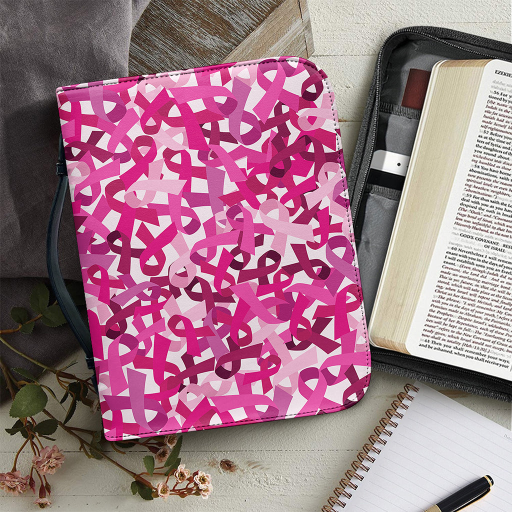 Breast Cancer Awareness Symbol Print Leather Bible Cover