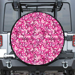 Breast Cancer Awareness Symbol Print Leather Spare Tire Cover