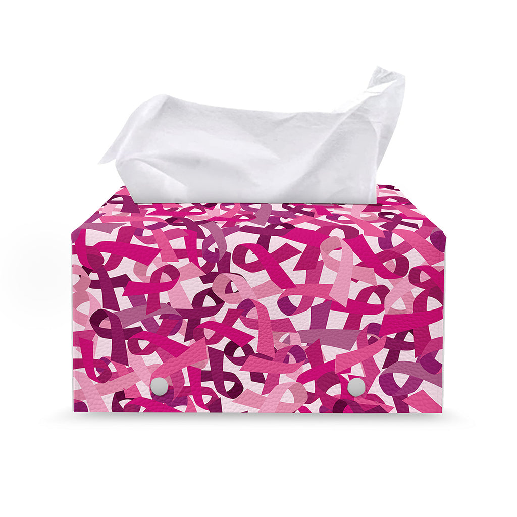 Breast Cancer Awareness Symbol Print Leather Tissue Box Cover