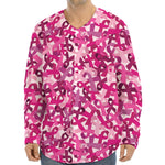 Breast Cancer Awareness Symbol Print Long Sleeve Baseball Jersey