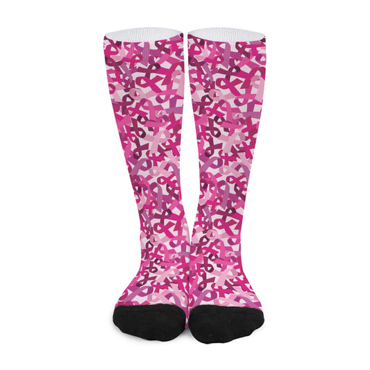 Breast Cancer Awareness Symbol Print Long Socks