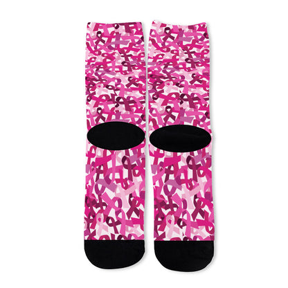 Breast Cancer Awareness Symbol Print Long Socks