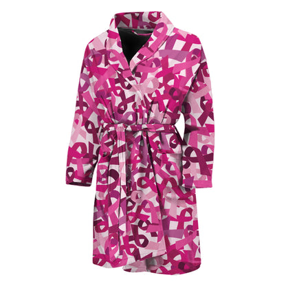 Breast Cancer Awareness Symbol Print Men's Bathrobe